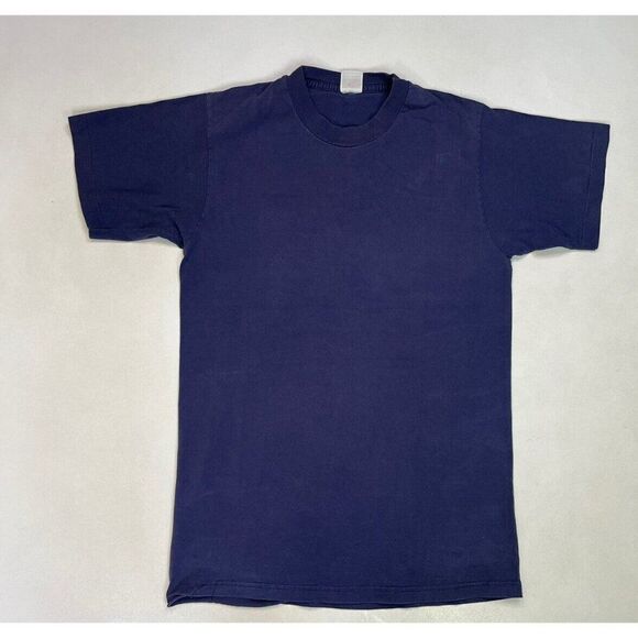 VINTAGE Fruit Of The Loom Blank T-shirt Men Small Blue 90s Single Stitch - Picture 1 of 8